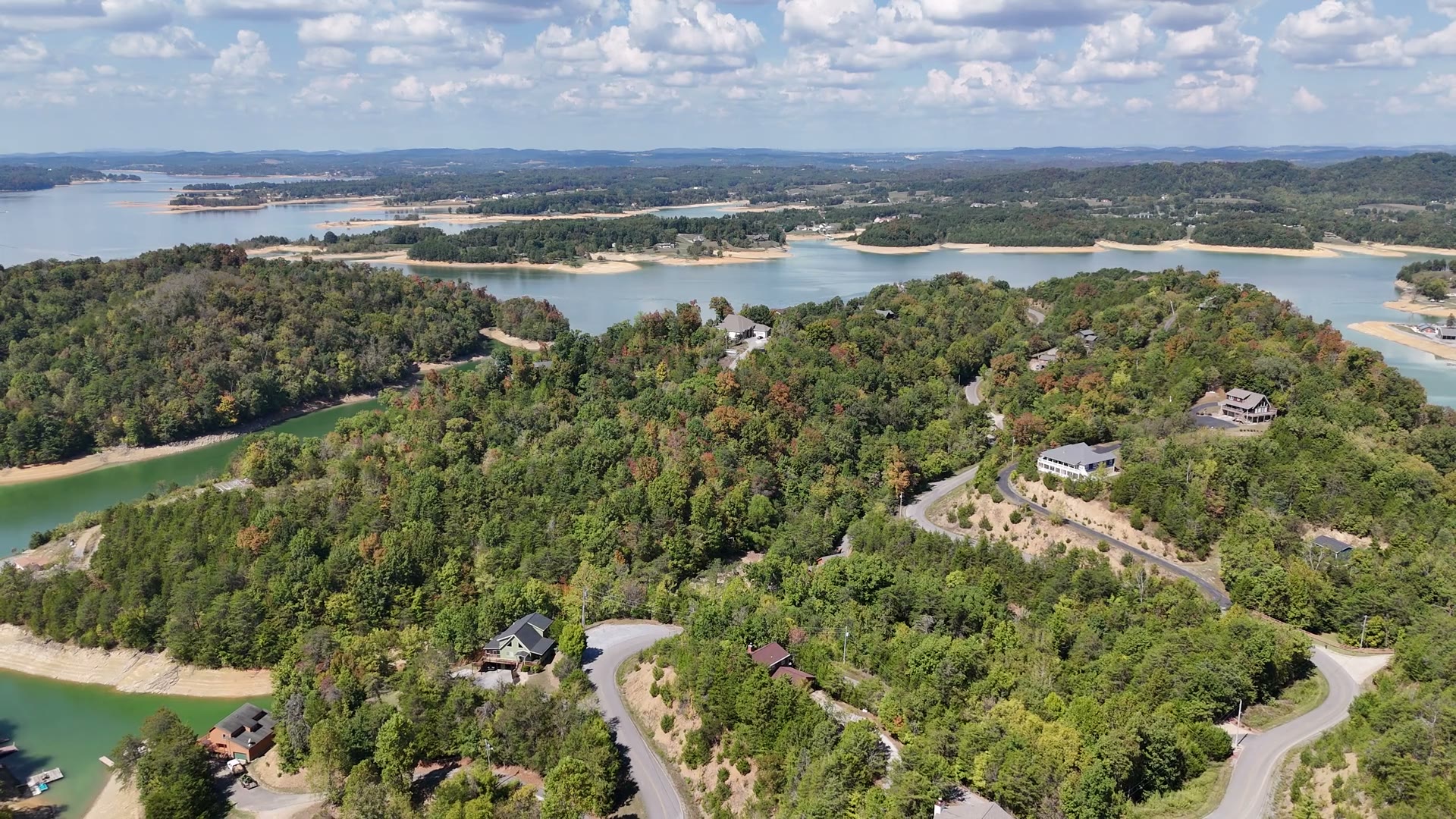 Aerial water and shoreline view